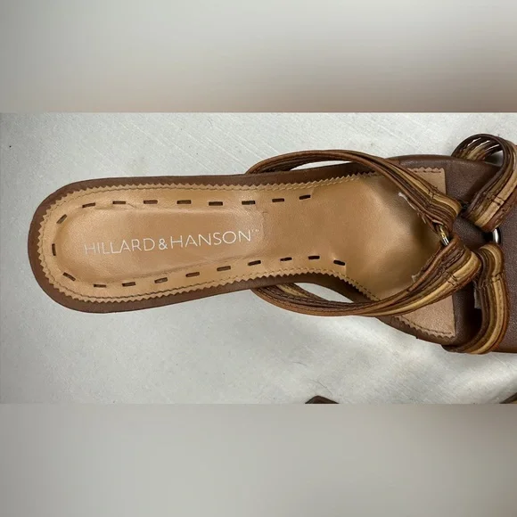 Hillard & Hanson Vintage Y2K Brown Wedge Sandal Leather Upper Made In Brazil 7.5 - Picture 2 of 9